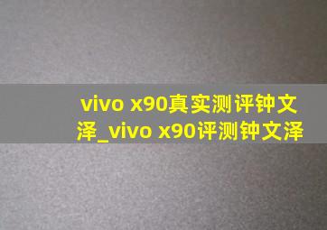 vivo x90真实测评钟文泽_vivo x90评测钟文泽